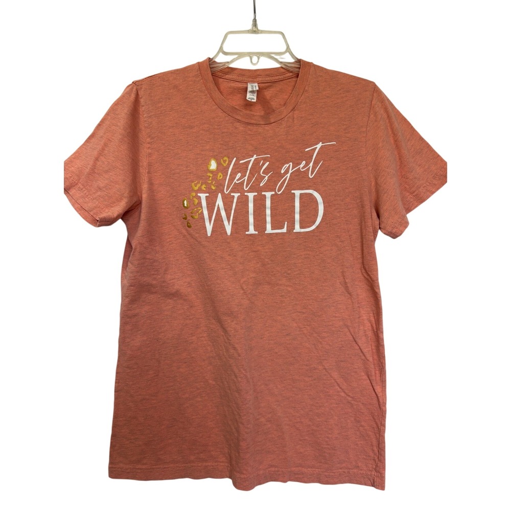 Lets Get Wild Orange Leopard Accent Graphic T-Shirt Womens Medium